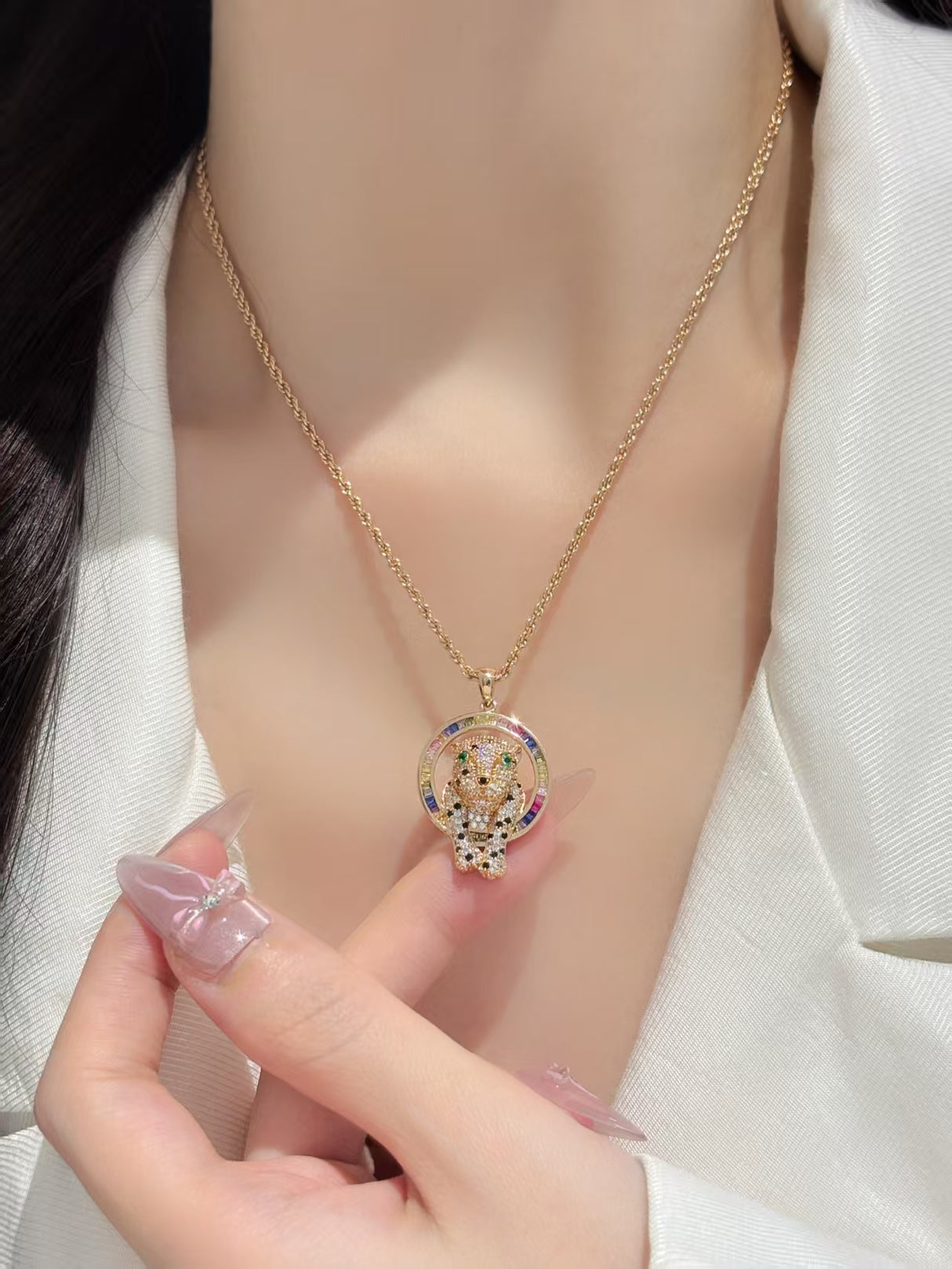 Colorful Panther Pendant Necklace