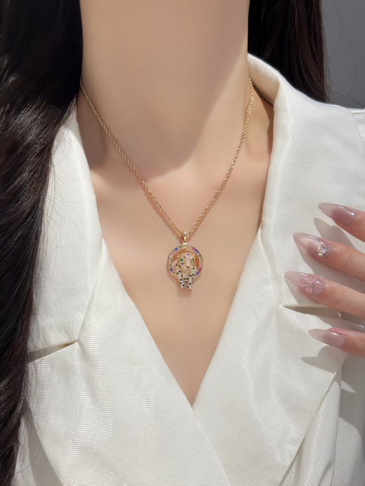 Colorful Panther Pendant Necklace