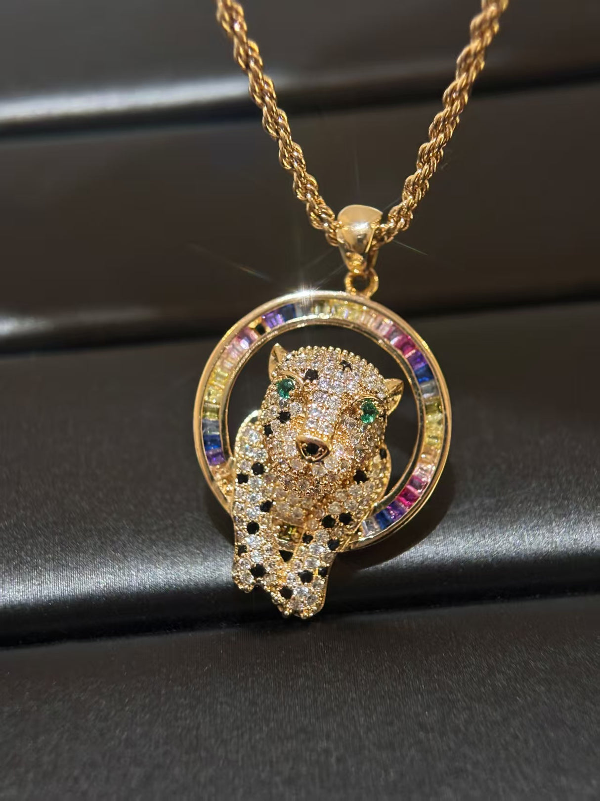 Colorful Panther Pendant Necklace