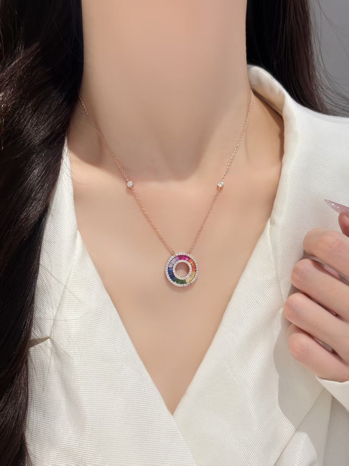 Rainbow Circle Necklace