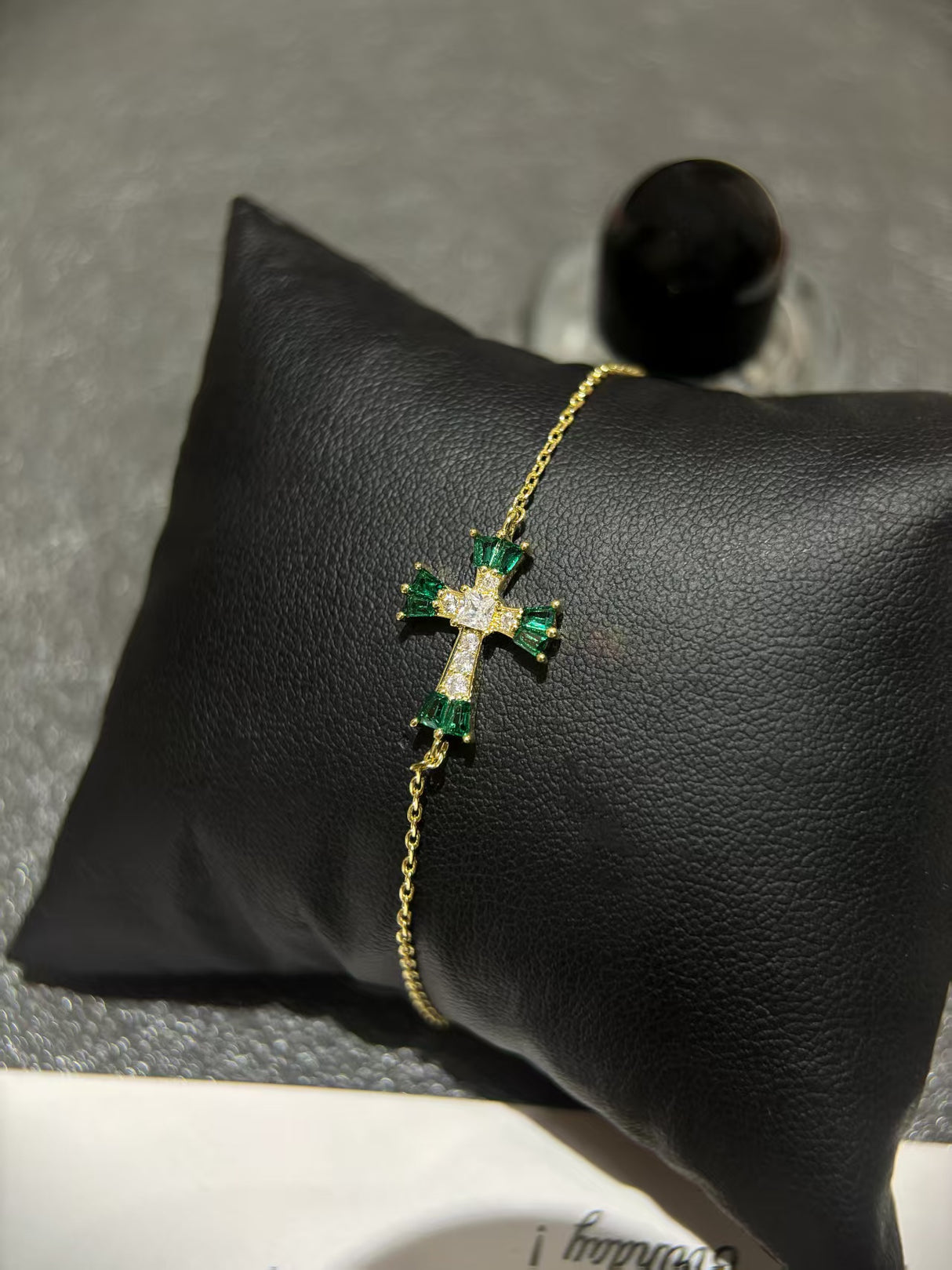 Emerald Cross Inspirational Bracelet