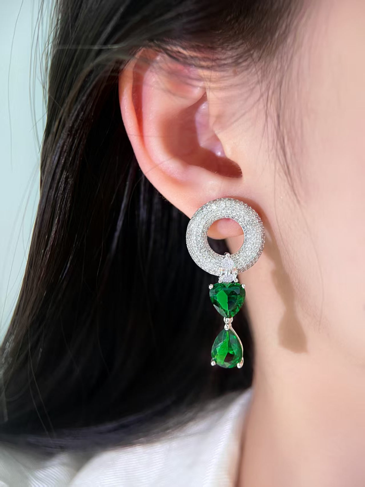 Emerald Star Crown Earrings