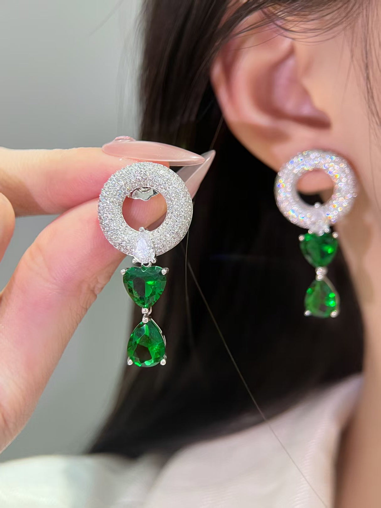 Emerald Star Crown Earrings