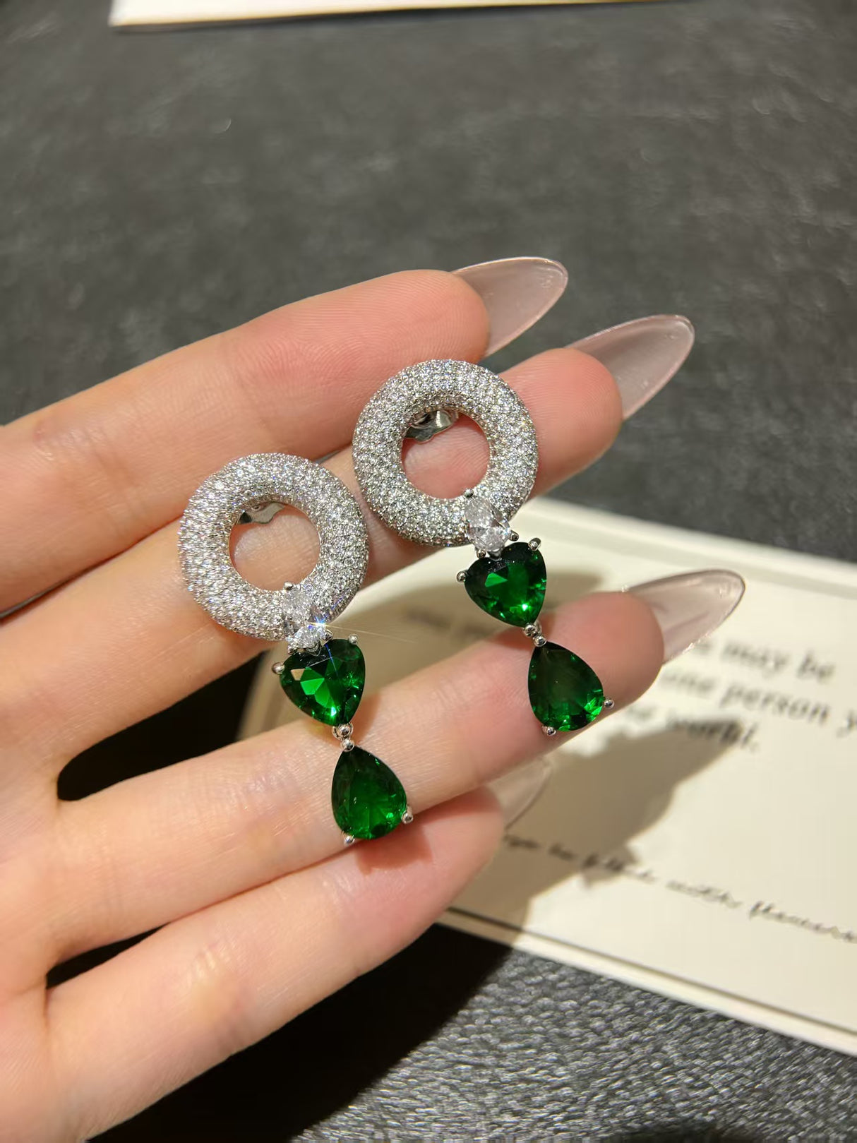 Emerald Star Crown Earrings