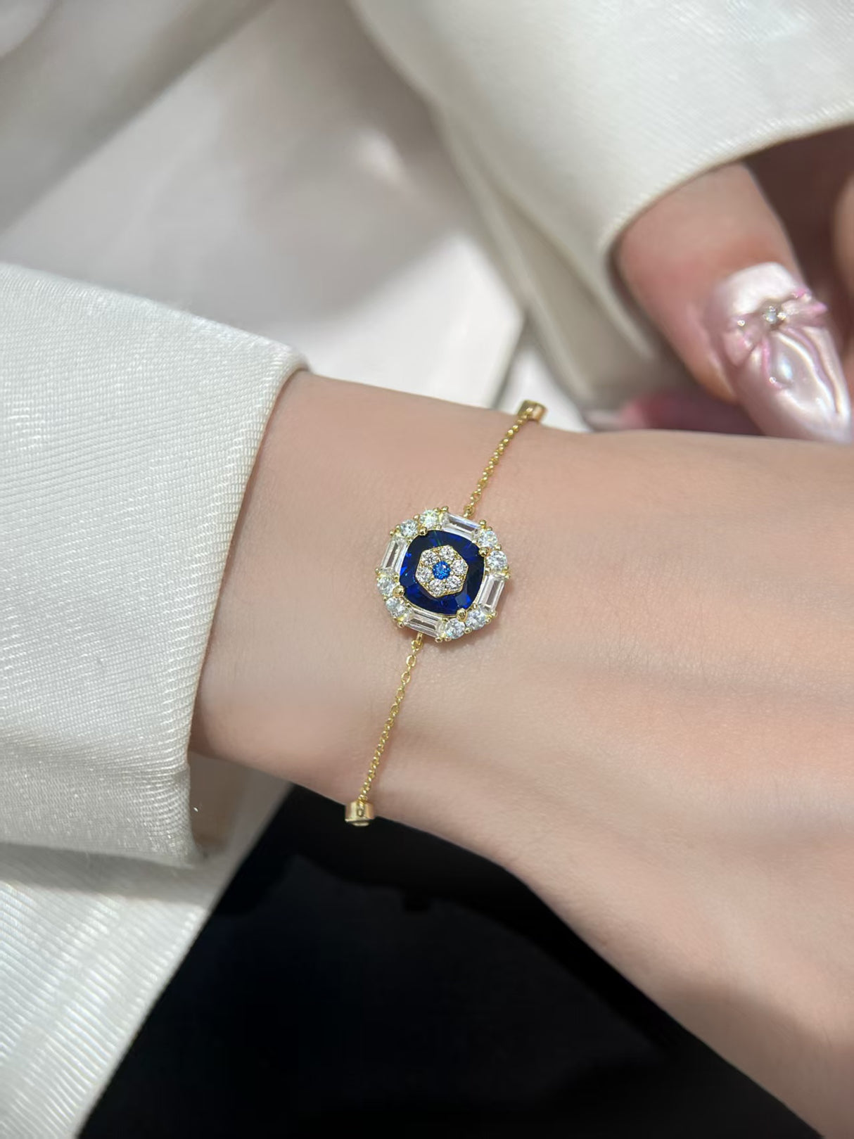 Octagon Blue Spinel CZ Bracelet