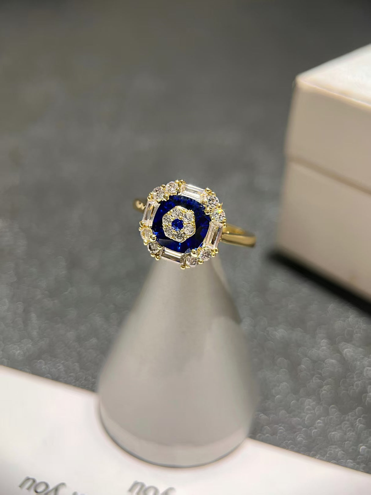 Blue Lab-Grown Diamond Window Ring