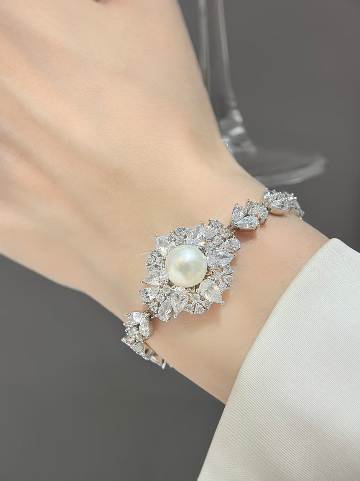 Pearl-Lab-Grown Diamond Bracelet