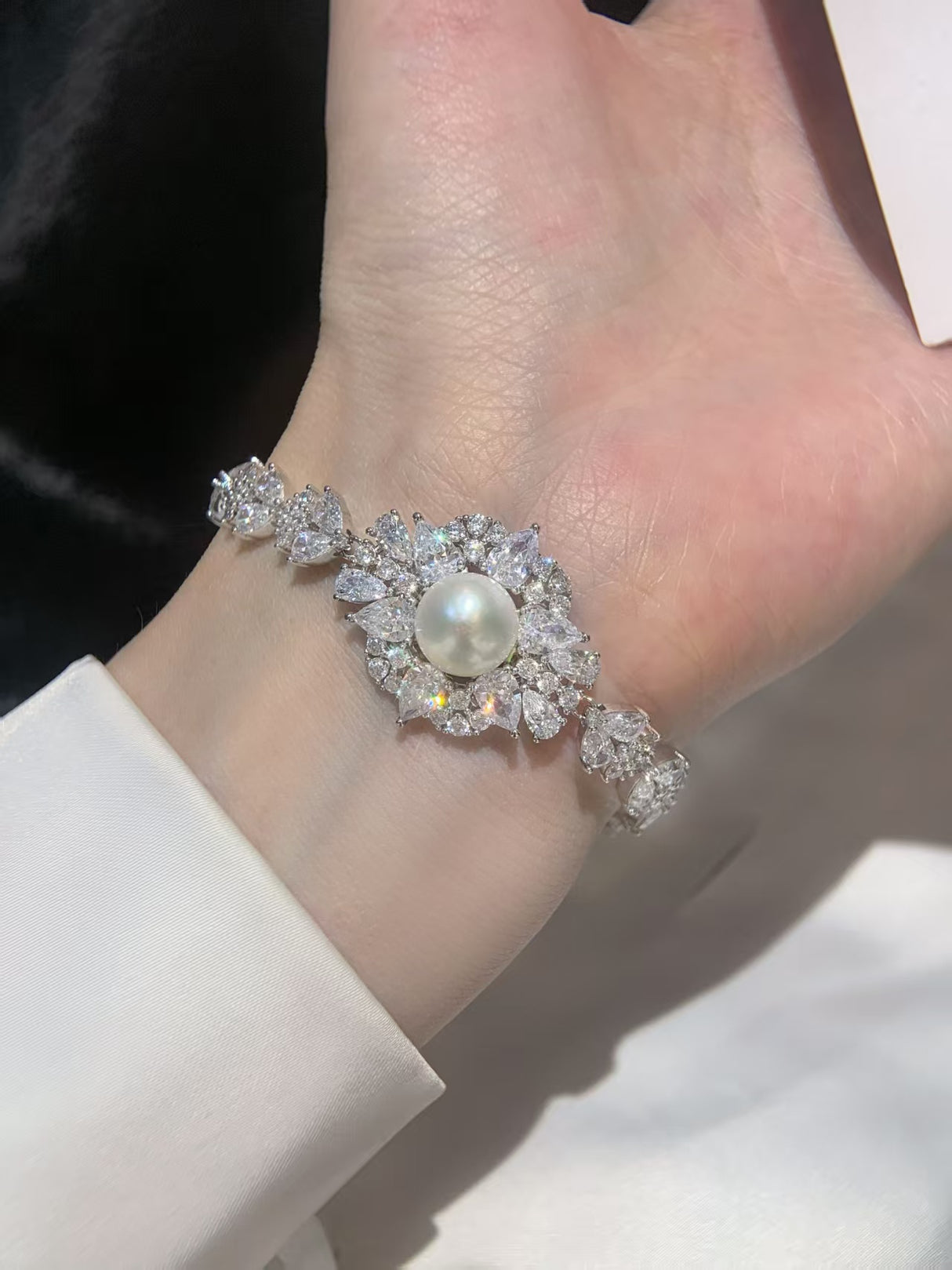 Pearl-Lab-Grown Diamond Bracelet