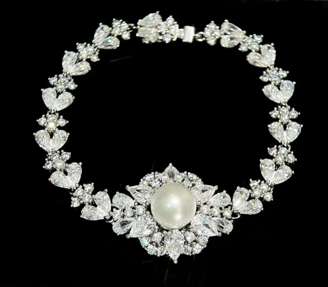 White Resin CZ Link Bracelet
