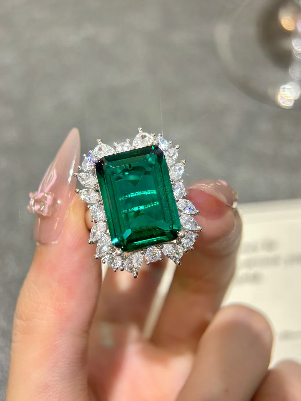 Emerald Lab-Grown Diamond Ring
