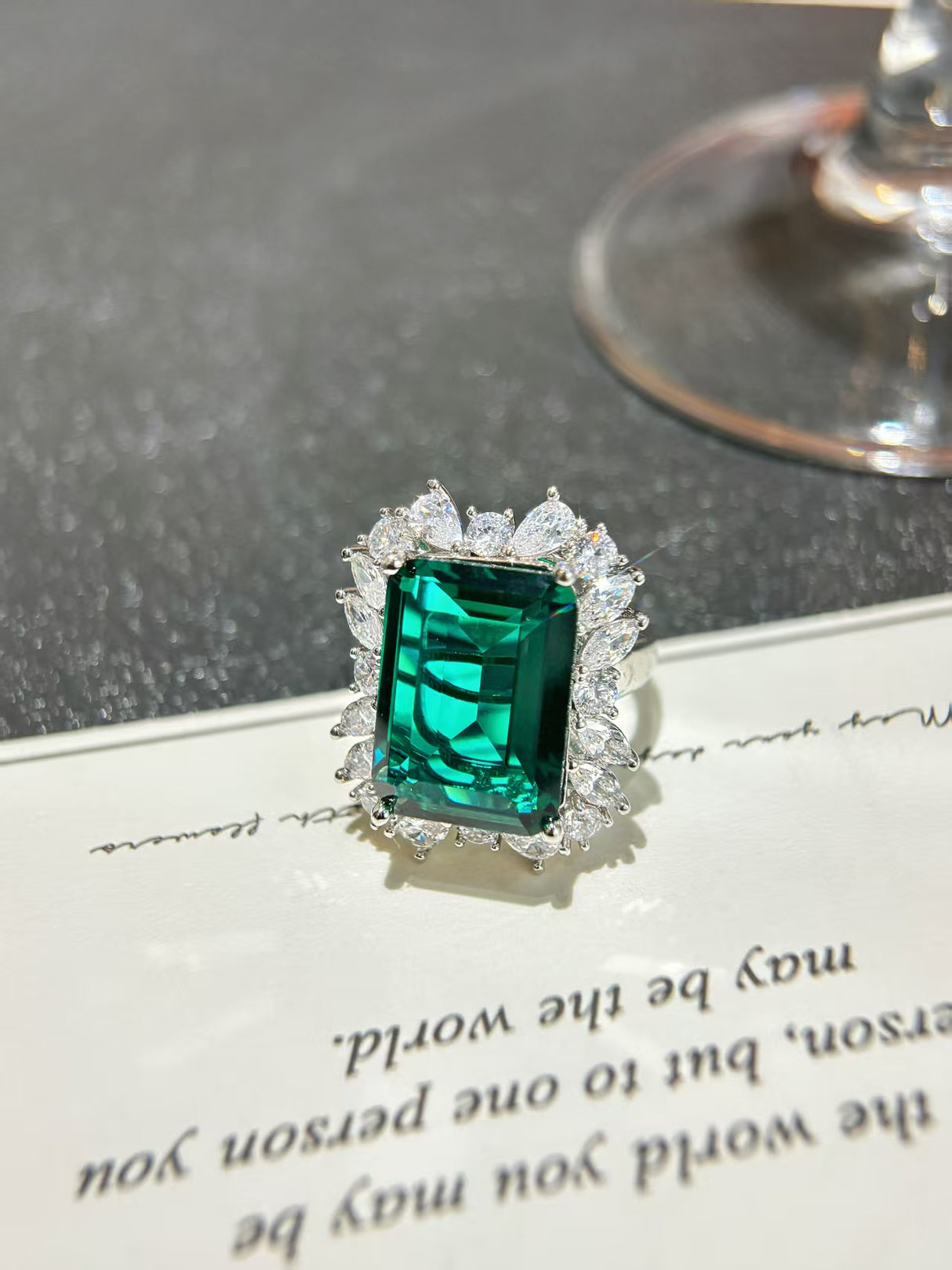Emerald Lab-Grown Diamond Ring