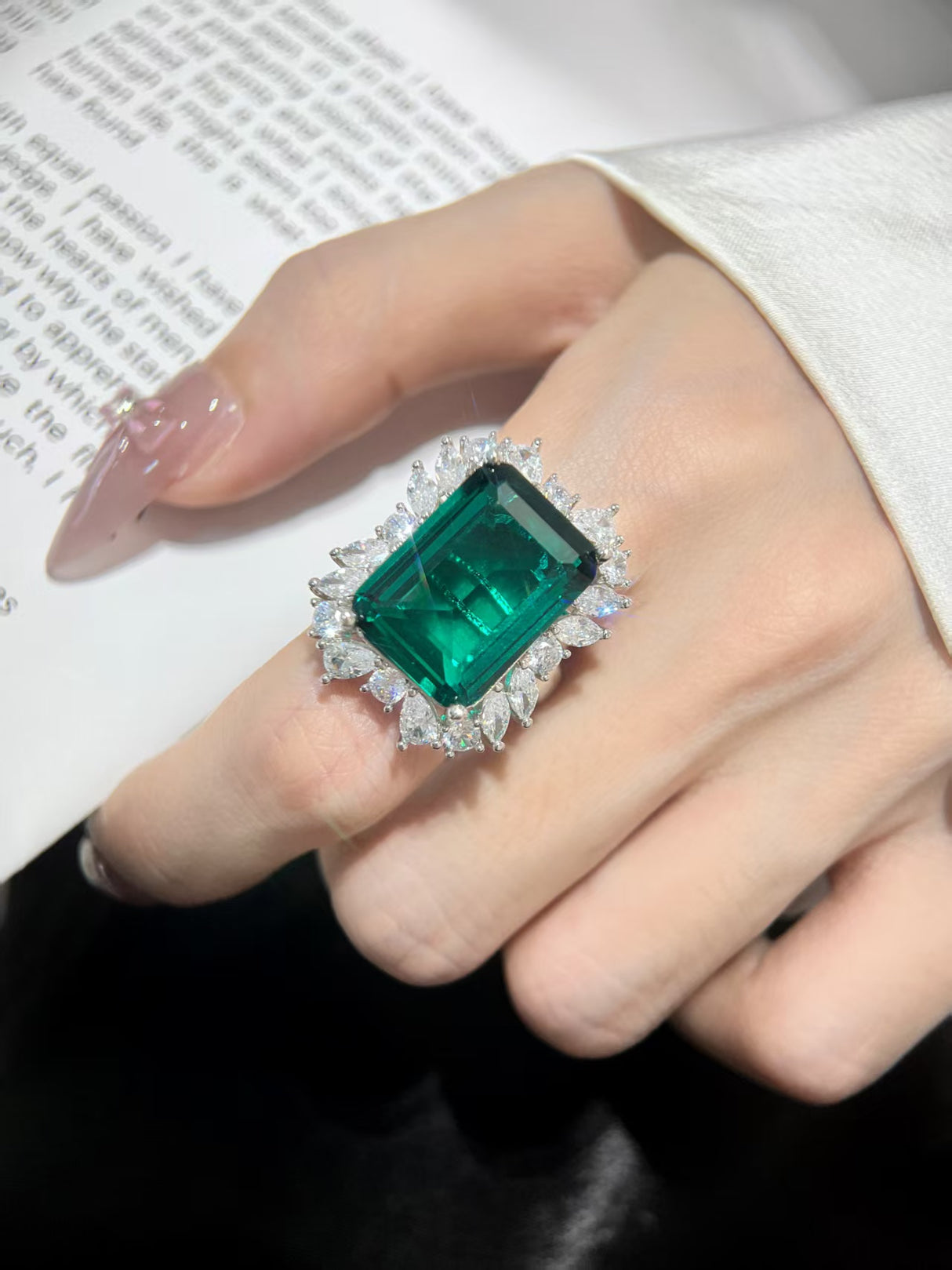 Emerald Lab-Grown Diamond Ring