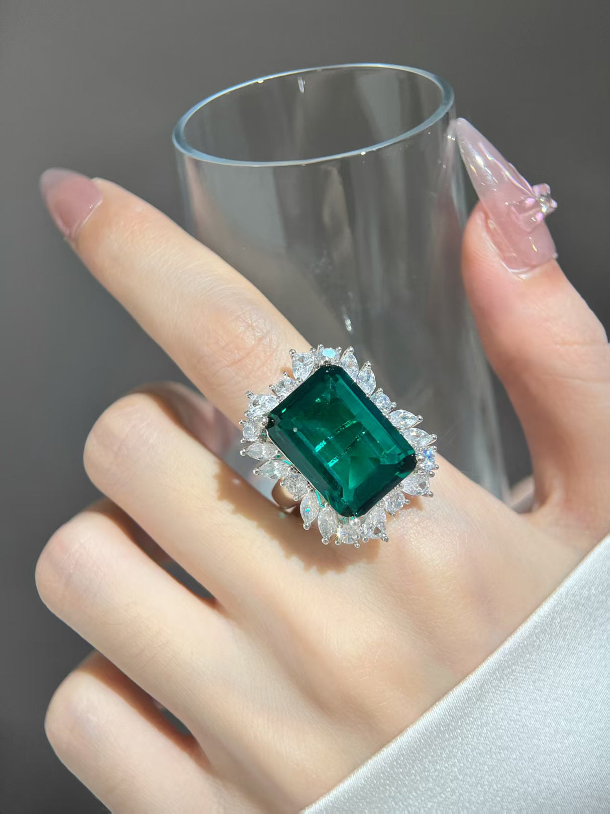 Emerald Lab-Grown Diamond Ring
