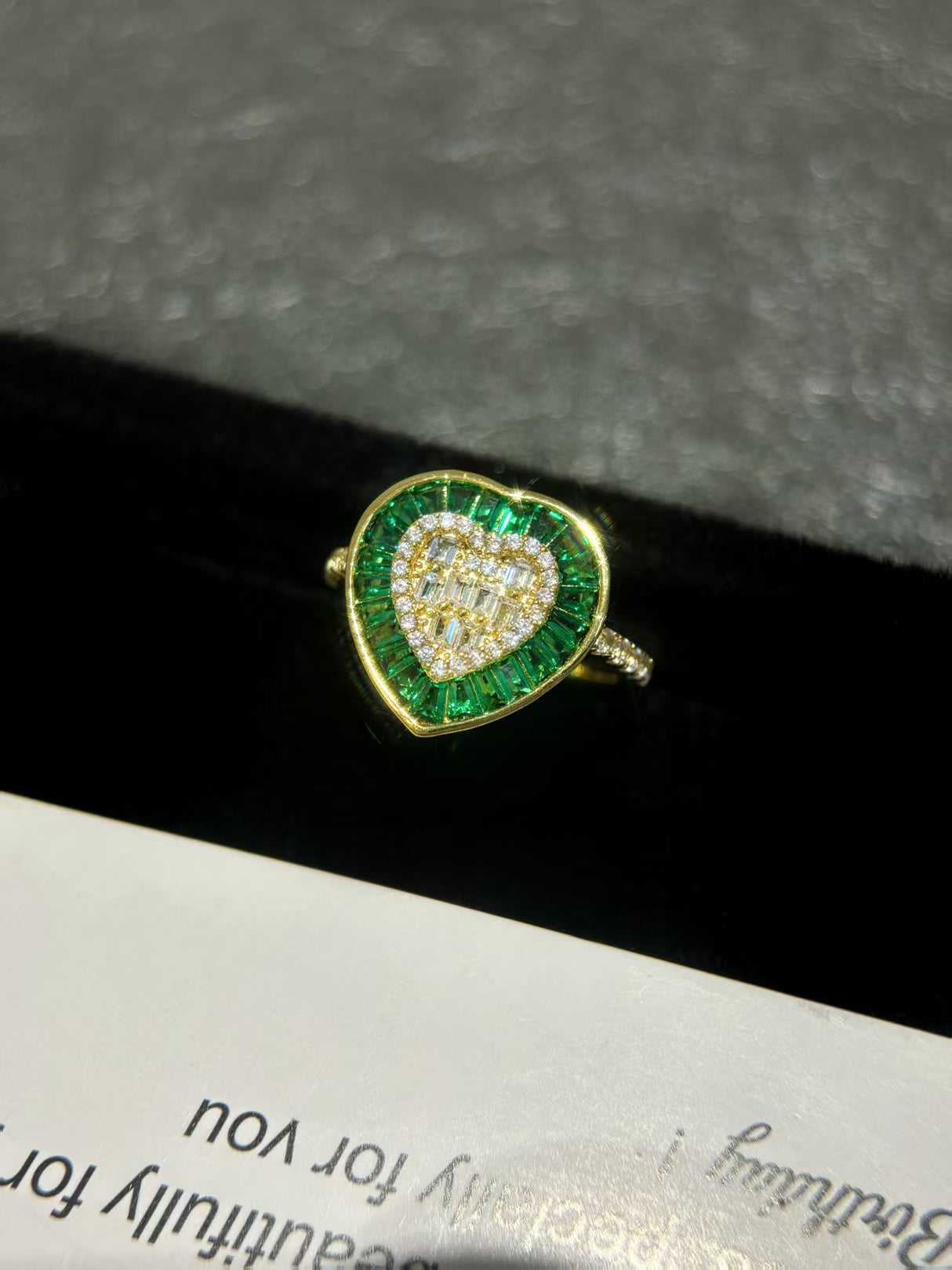 Heart of Emerald Halo Ring