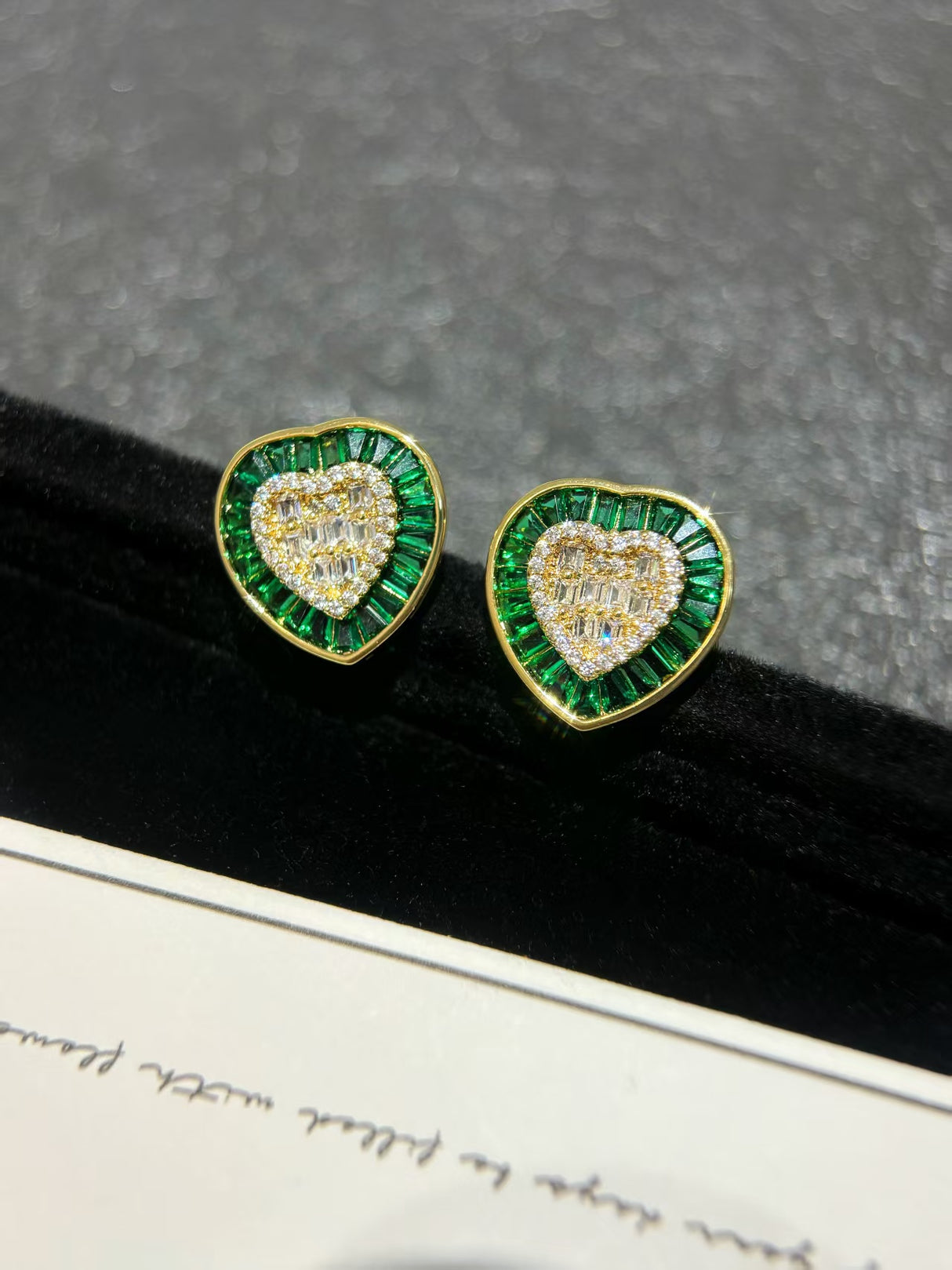 Emerald - Lab-Grown Diamond Heart Stud Earrings