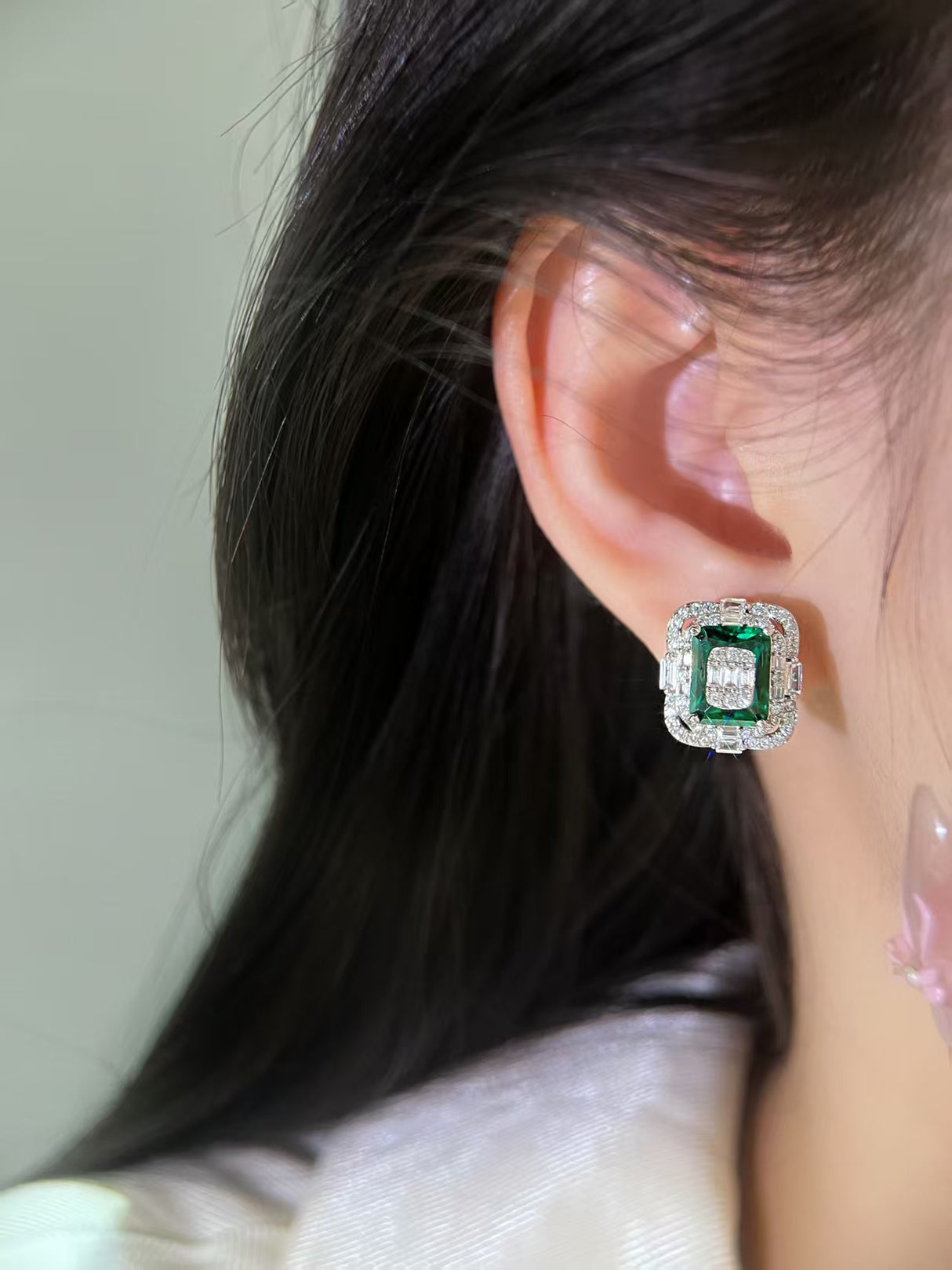 Emerald Shadow Stud Earrings