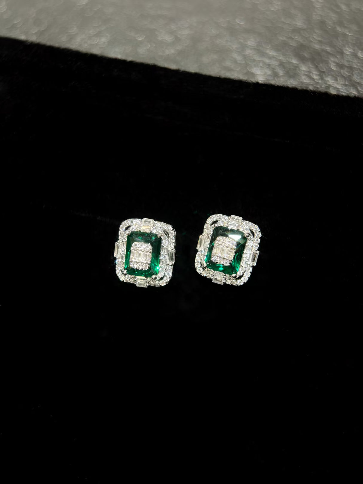 Emerald Shadow Stud Earrings