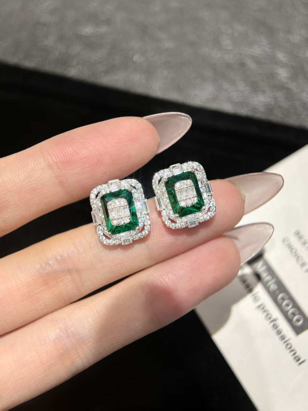 Emerald Shadow Stud Earrings
