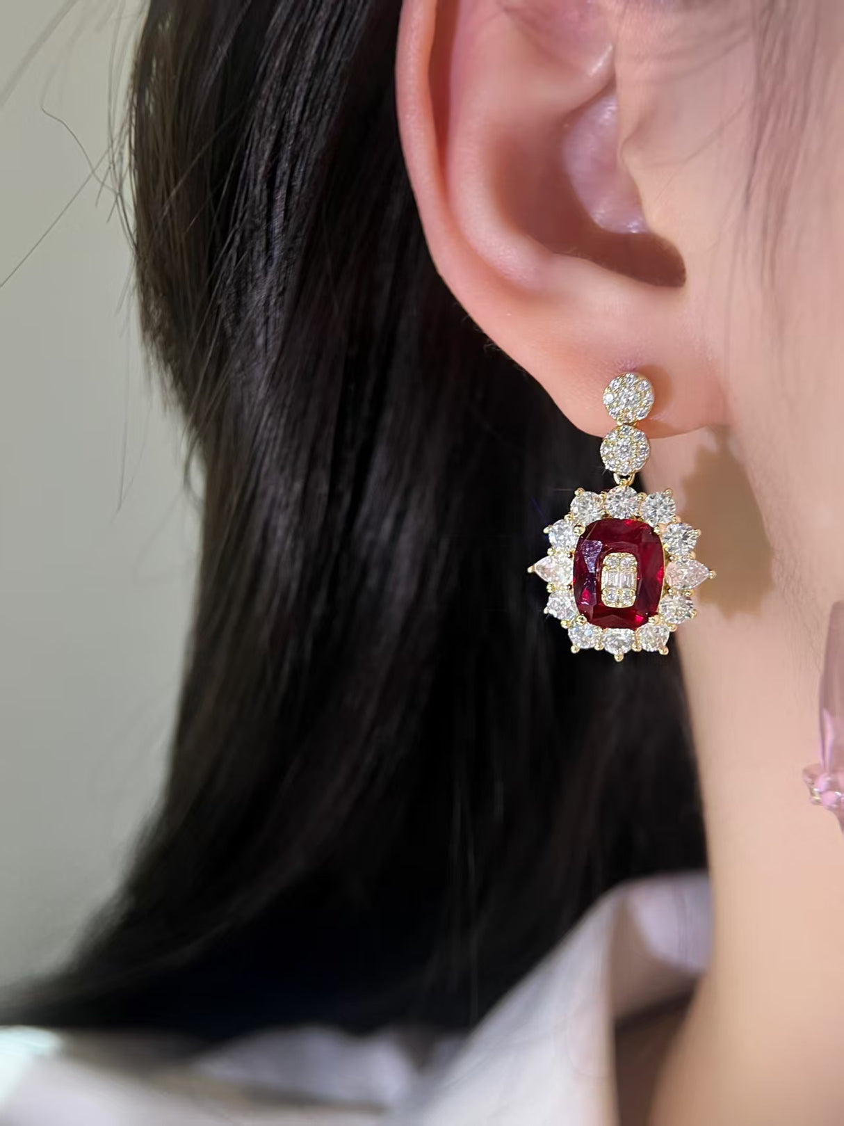 Red Lab-Grown Diamond Earrings
