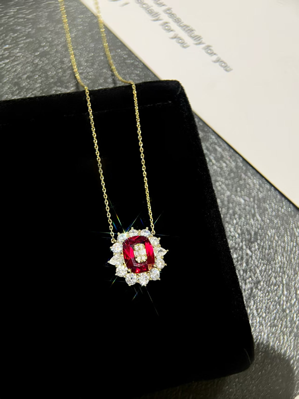Red Lab-Grown Diamond Necklace