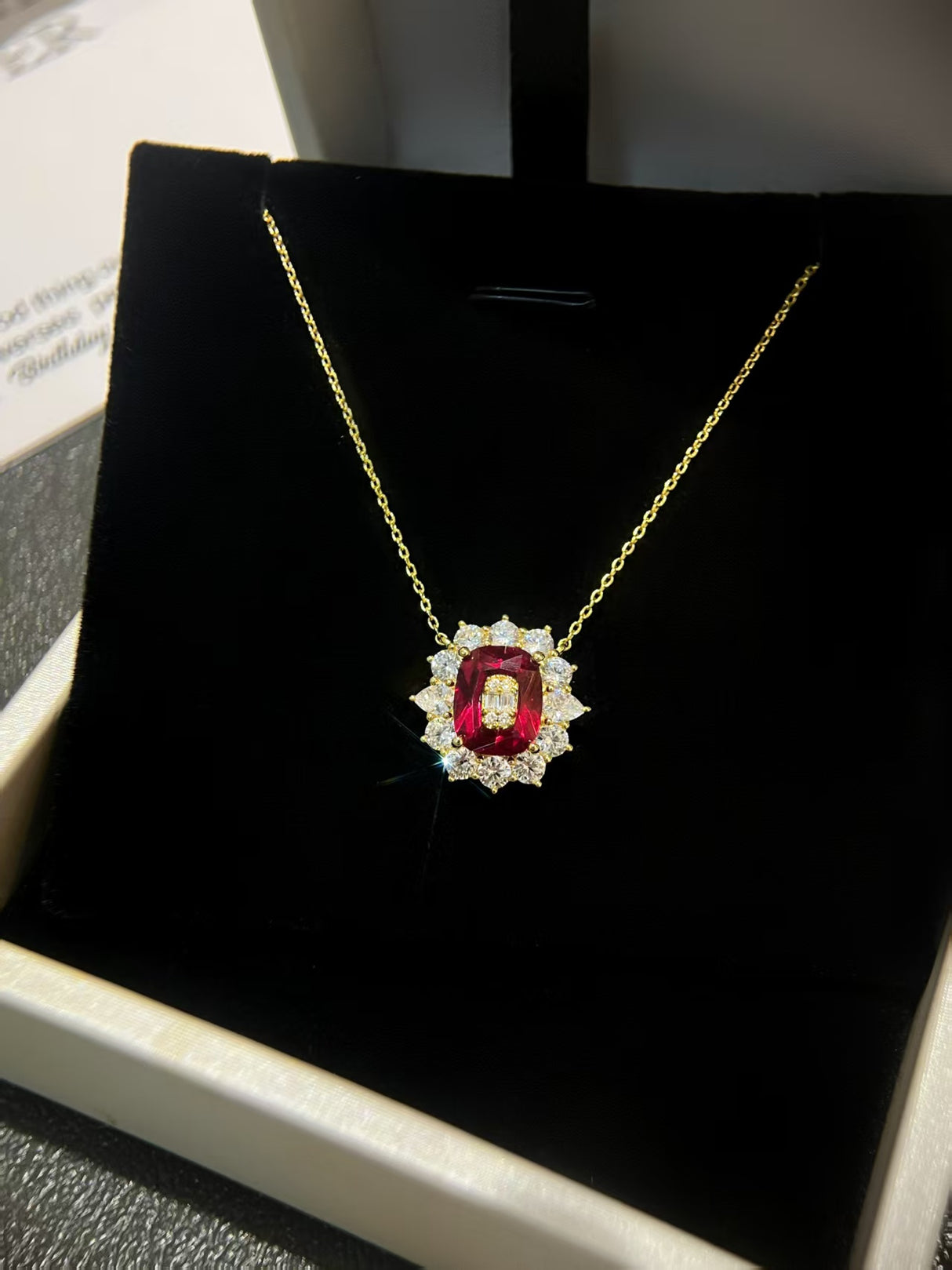 Red Lab-Grown Diamond Necklace