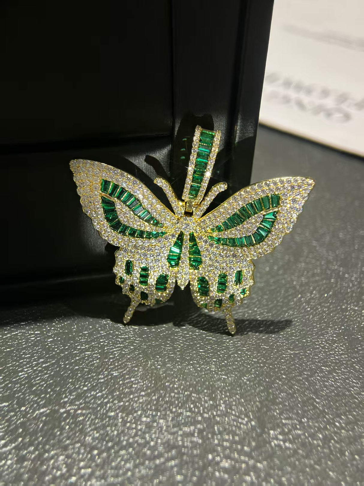 Green Lab-Grown Diamond Butterfly Pendant