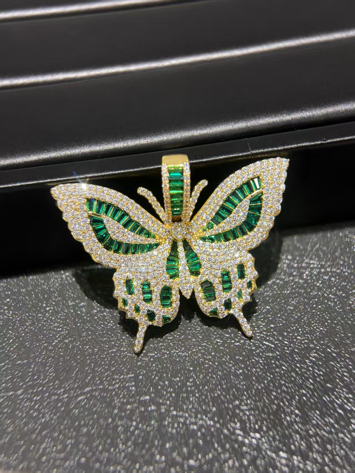 Green Lab-Grown Diamond Butterfly Pendant