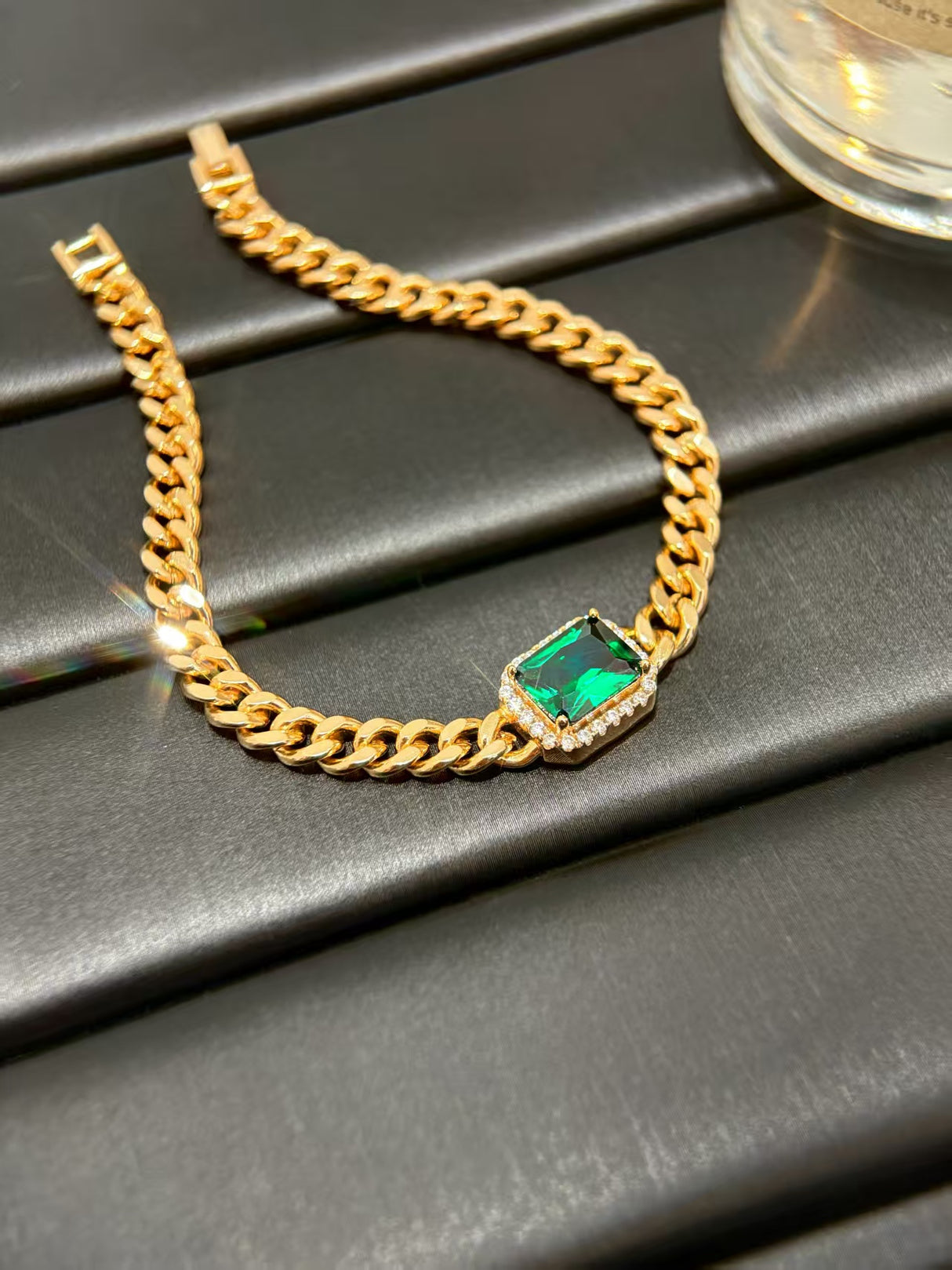 Agate Green Cube Inlay Bracelet