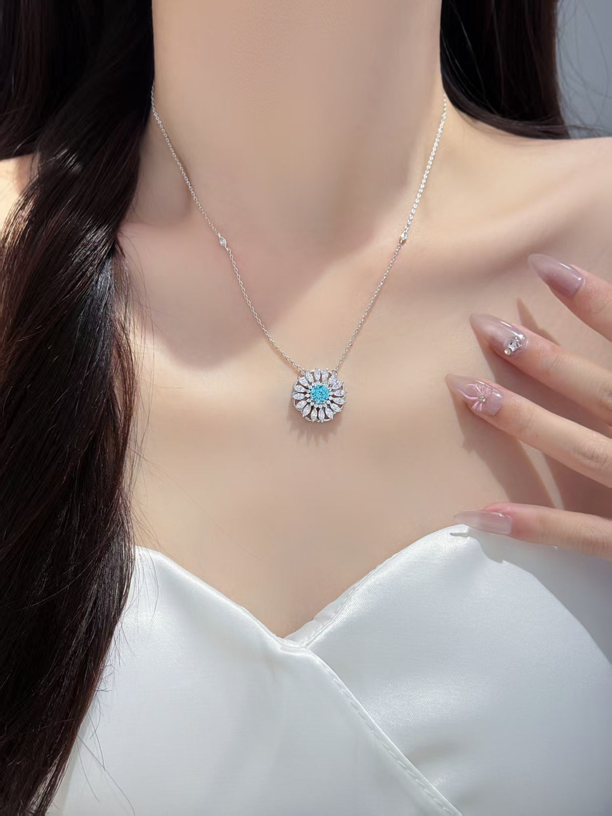 Blue Shell Crystal Necklace