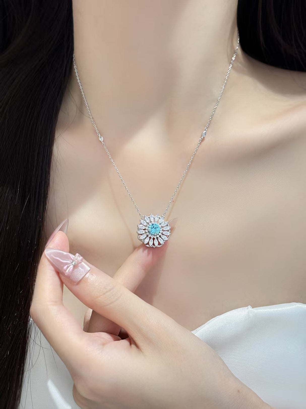 Blue Shell Crystal Necklace