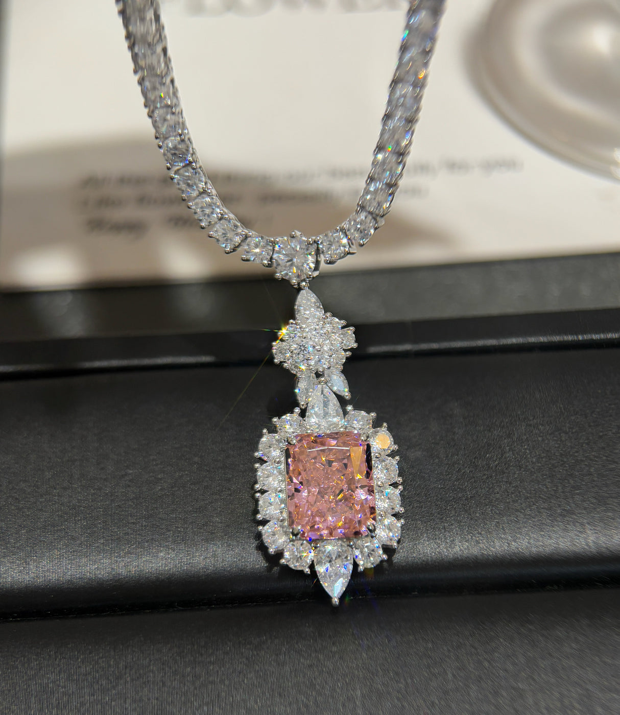 Pink Aurora Rectangle Necklace