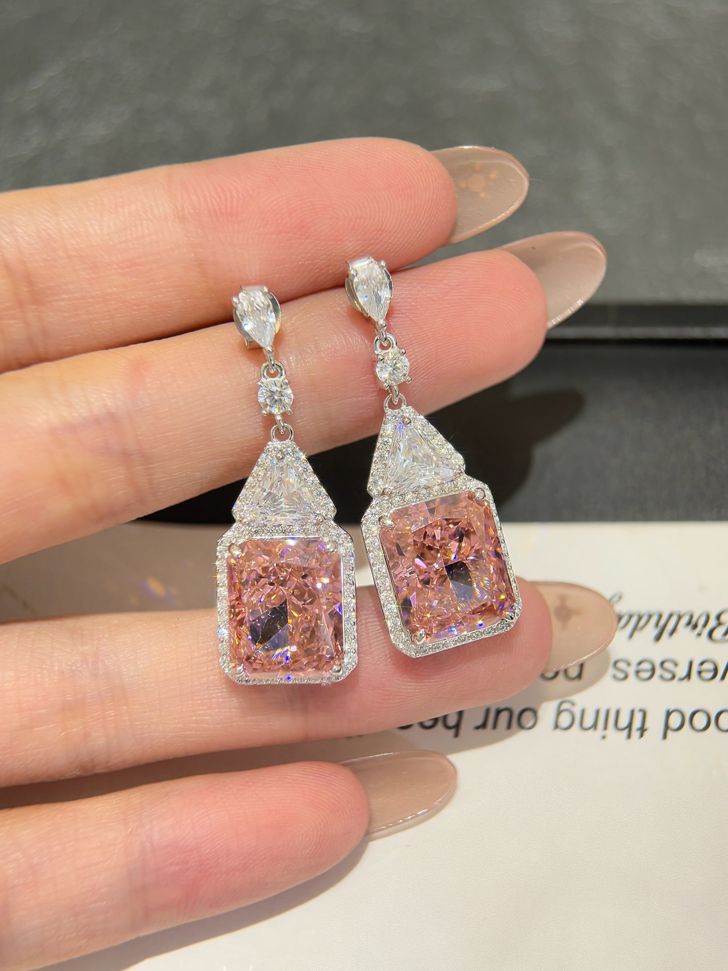 Pink Lab-Grown Diamond Sweetheart Earrings