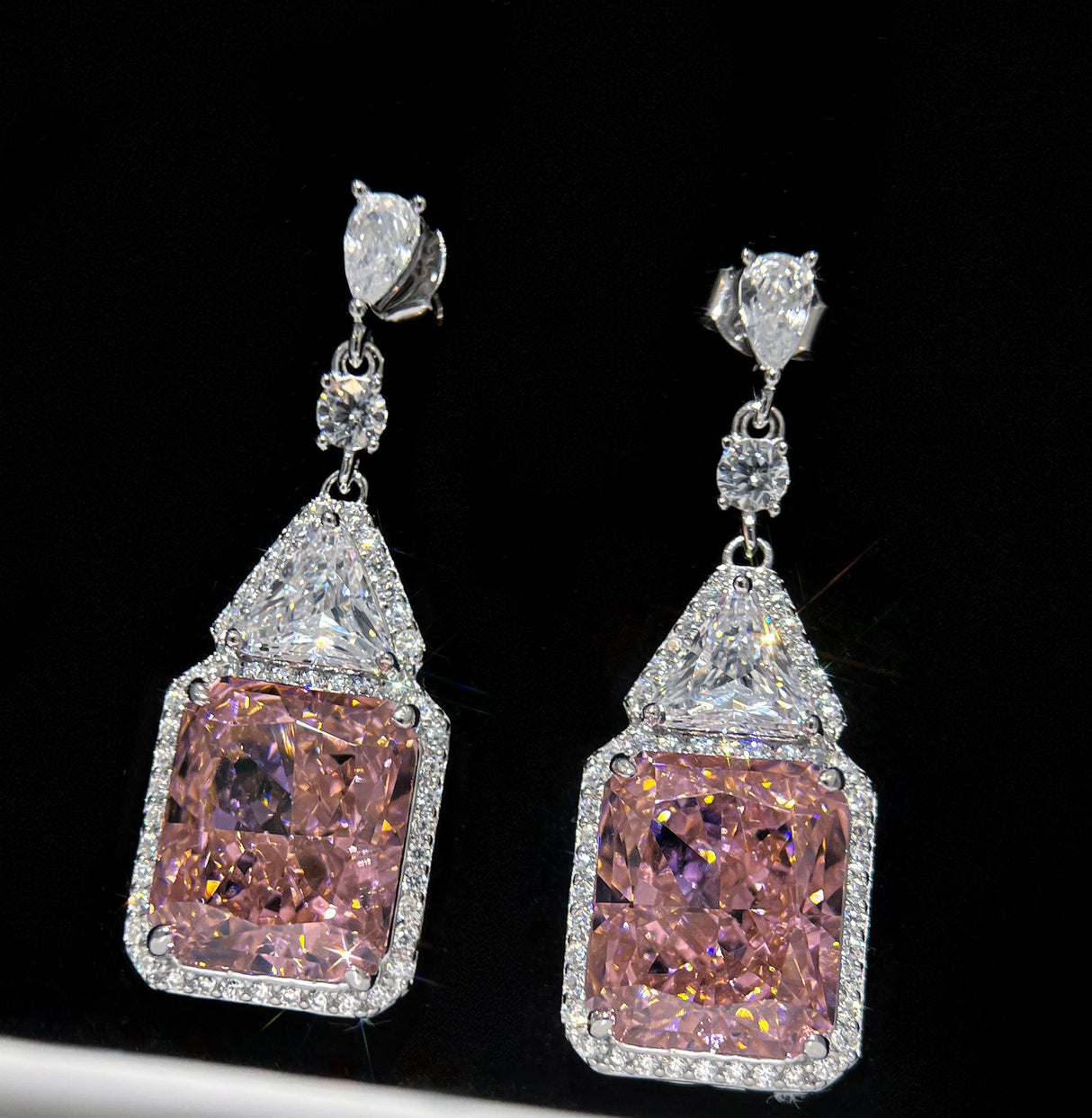 Pink Aurora Rectangle Earrings