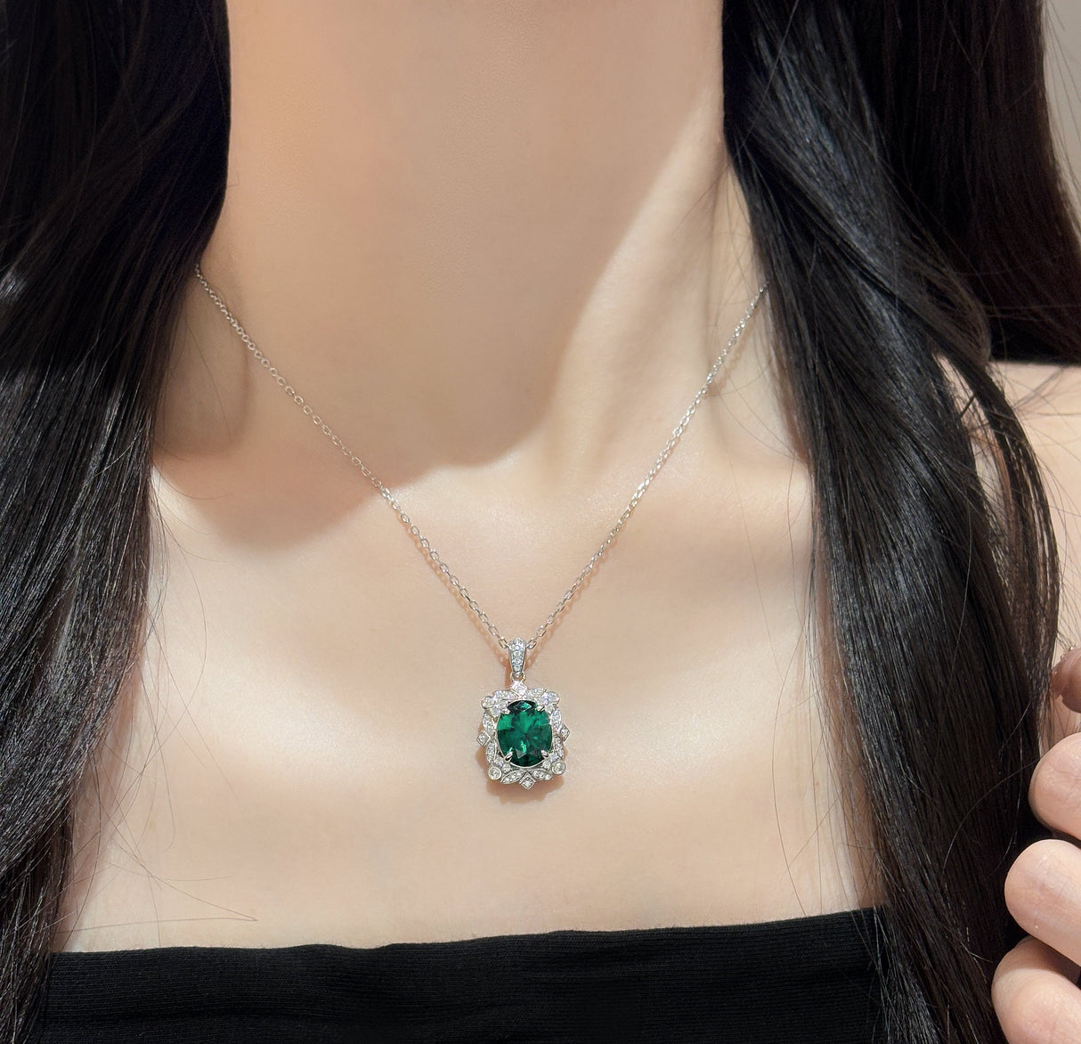 Jade Square Necklace