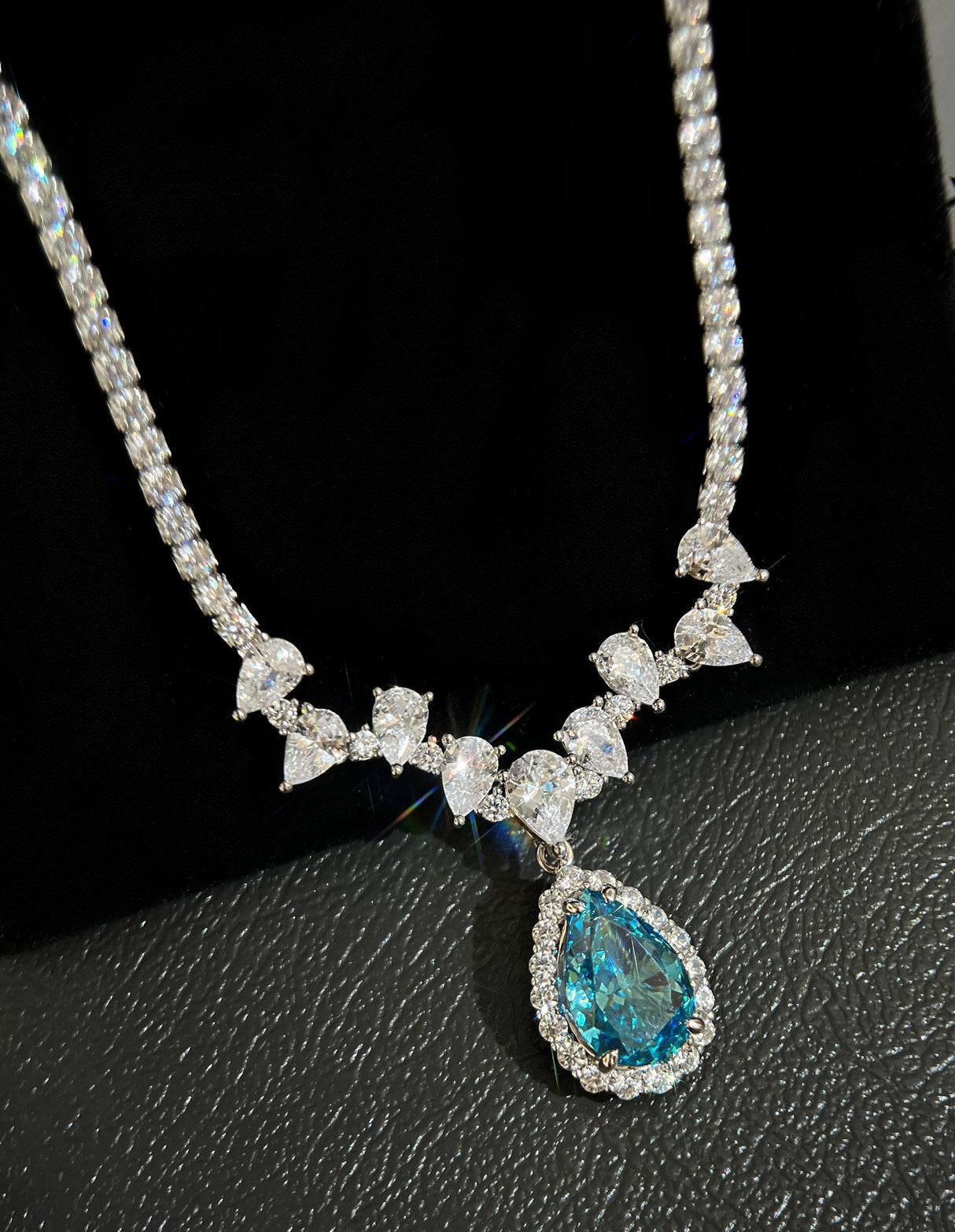 Aurora Teardrop CZ Necklace