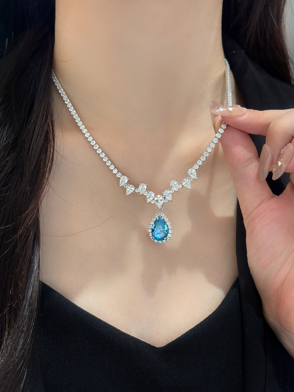 Blue - Lab-Grown Diamond Necklace