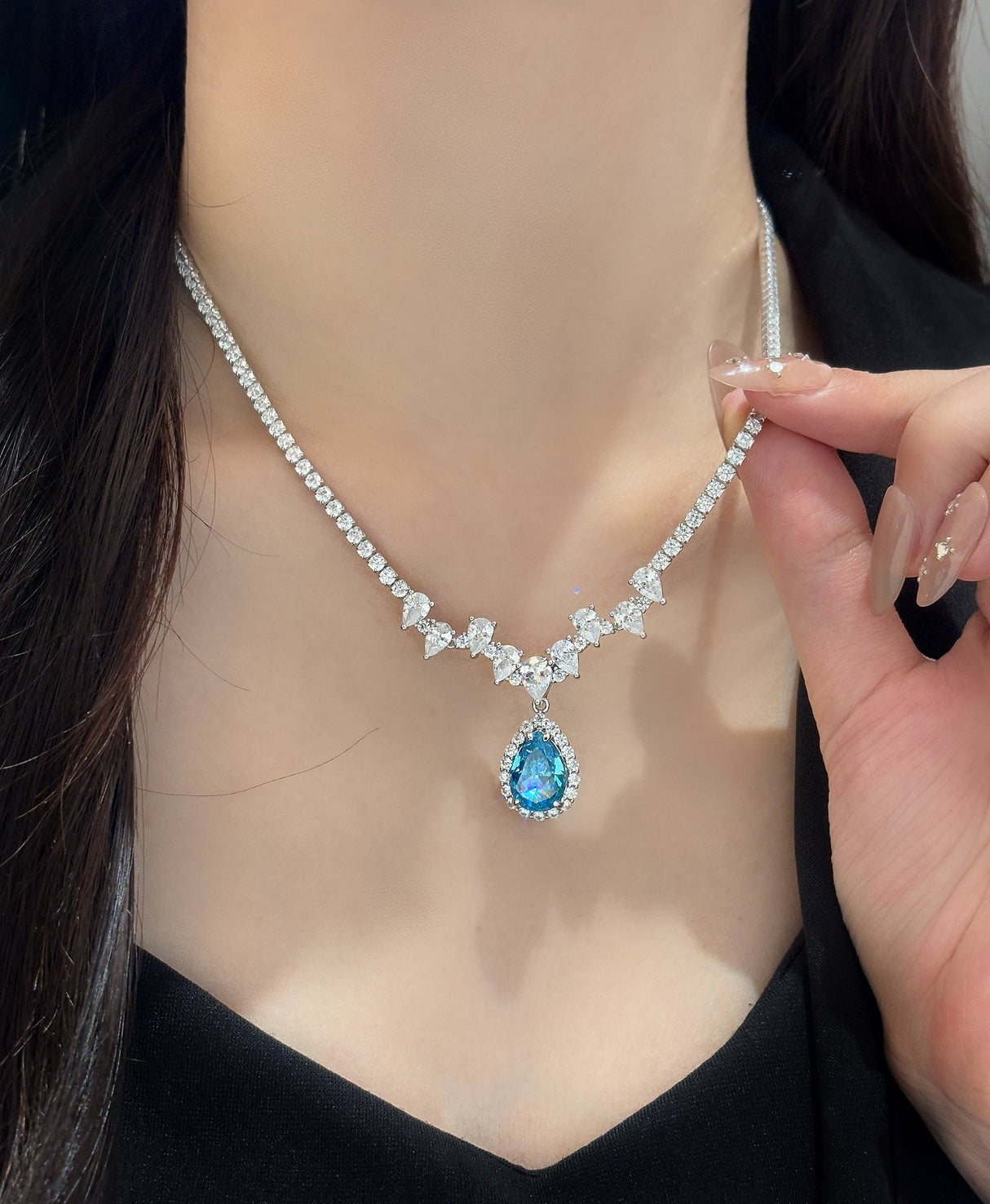Aurora Teardrop CZ Necklace