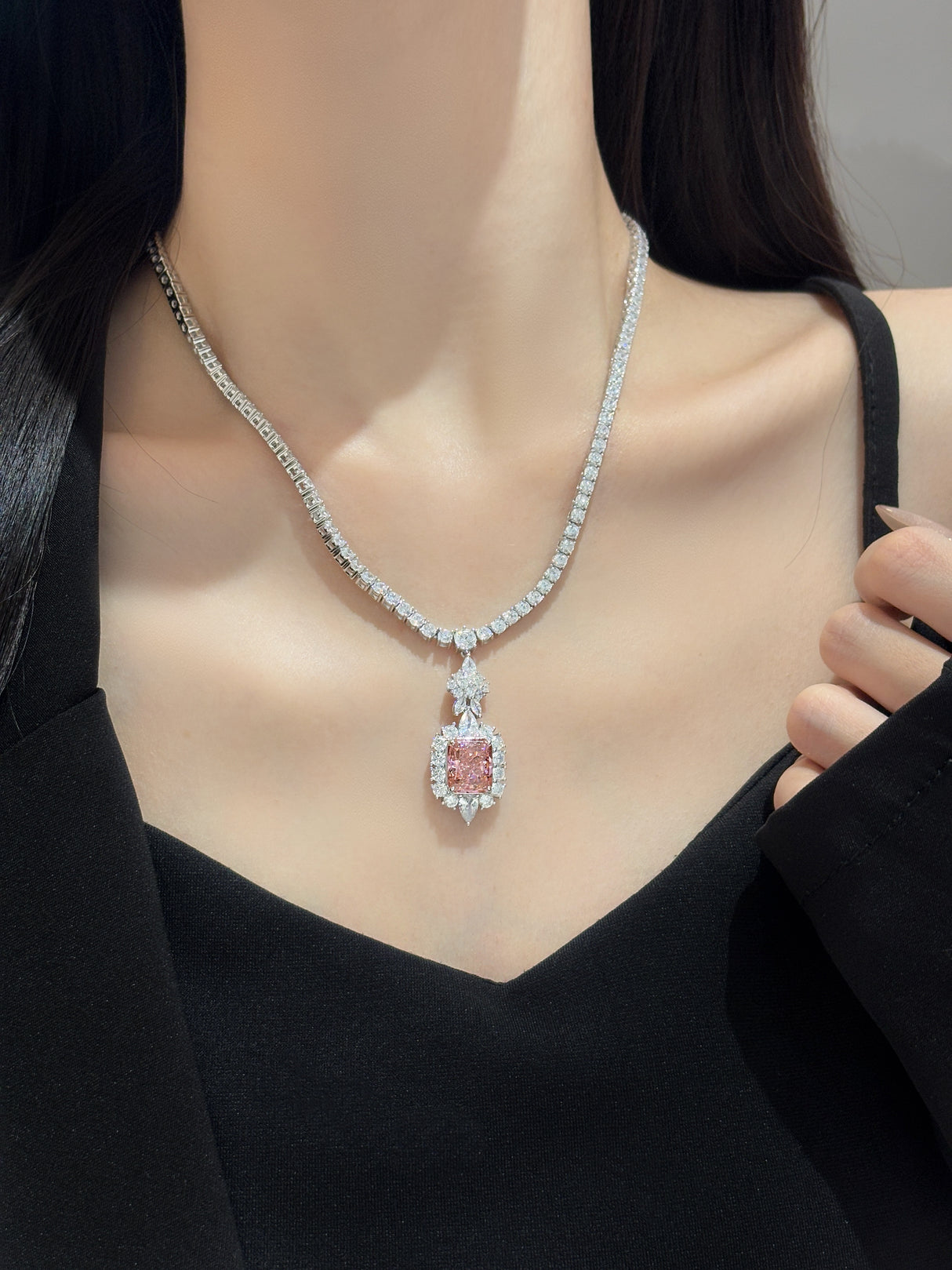 Pink Lab-Grown Diamond Sweetheart Necklace