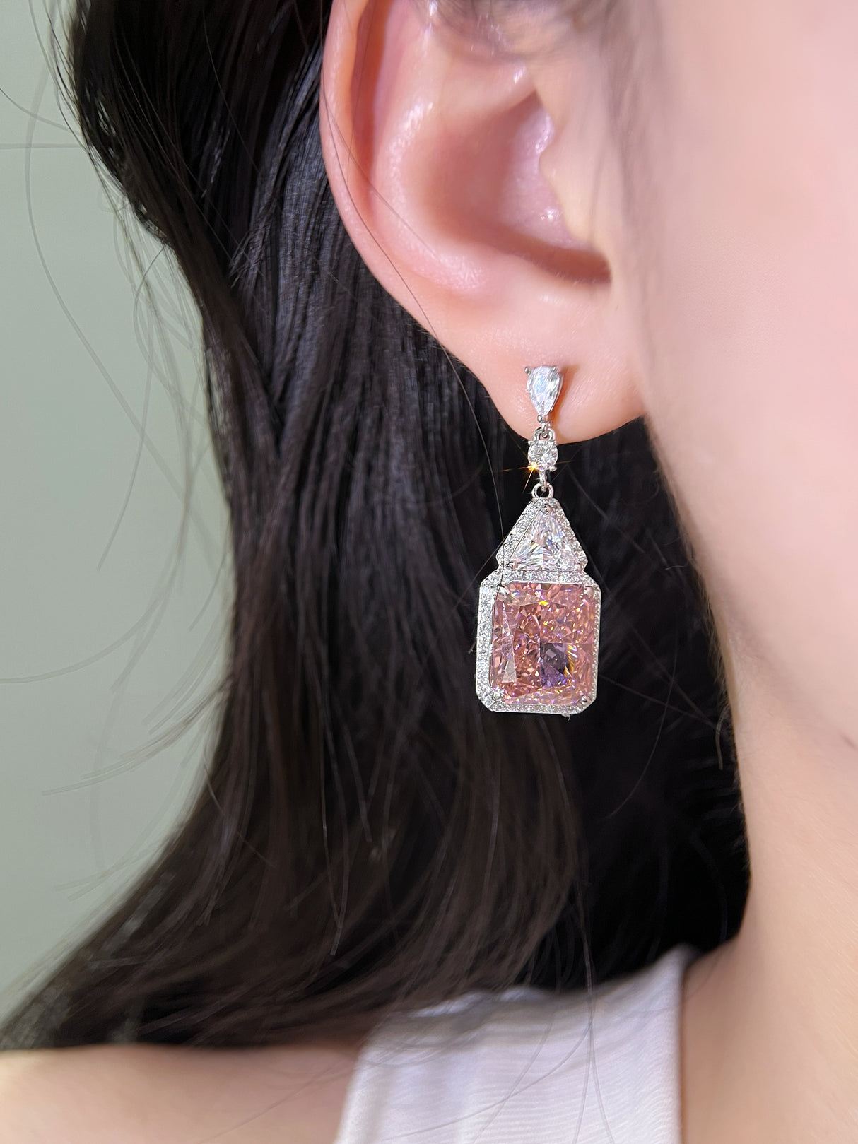 Pink Aurora Rectangle Earrings