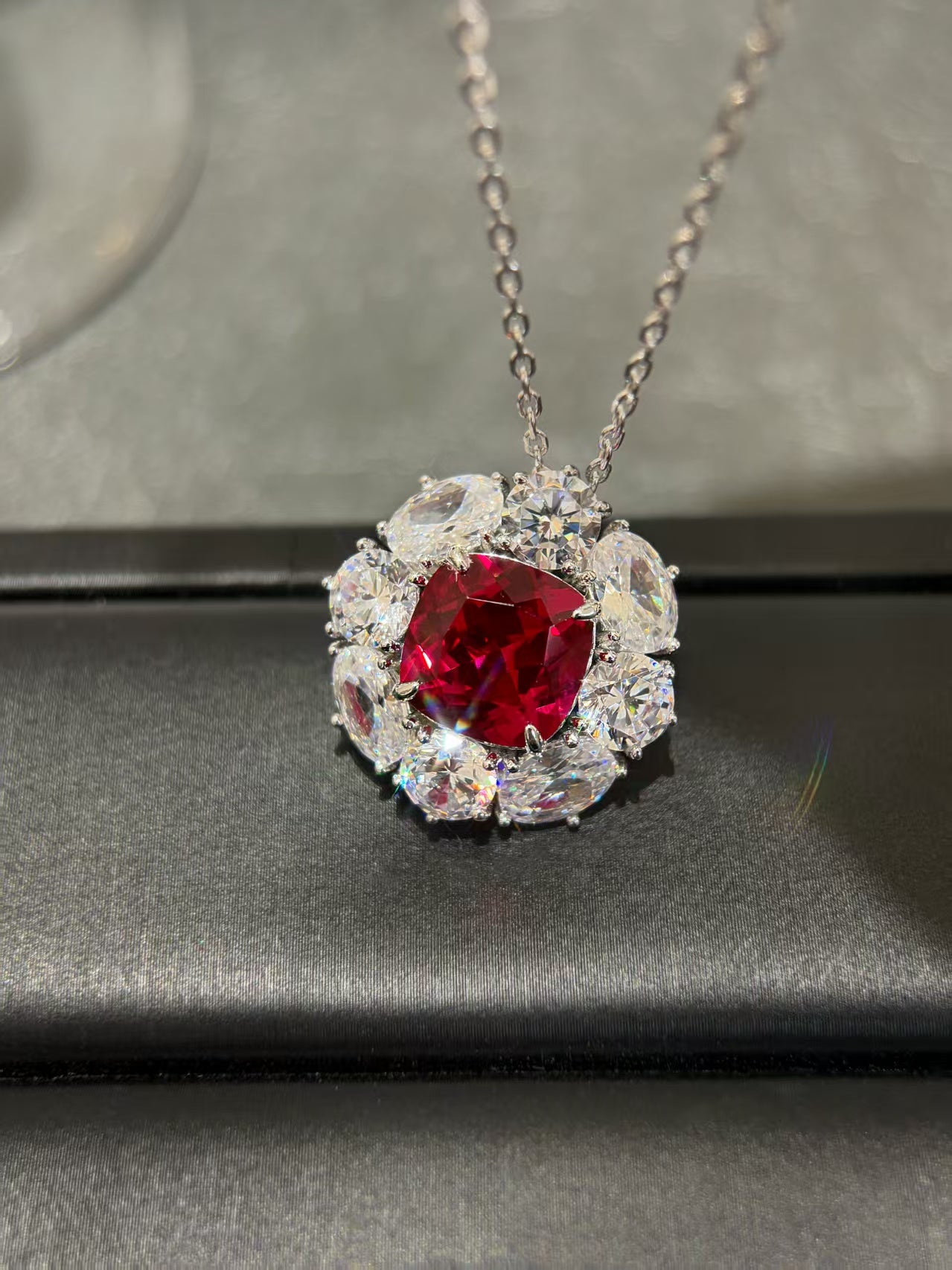 Crimson Lab-Grown Diamond Shadow Necklace