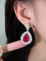 Crimson Halo Teardrop Earrings