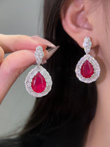 Crimson Halo Teardrop Earrings