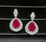 Crimson Halo Teardrop Earrings