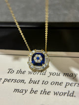 Blue Lab-Grown Diamond Window Necklace