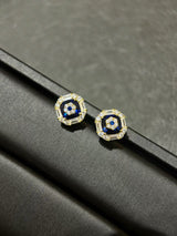 Blue Lab-Grown Diamond Window Earrings