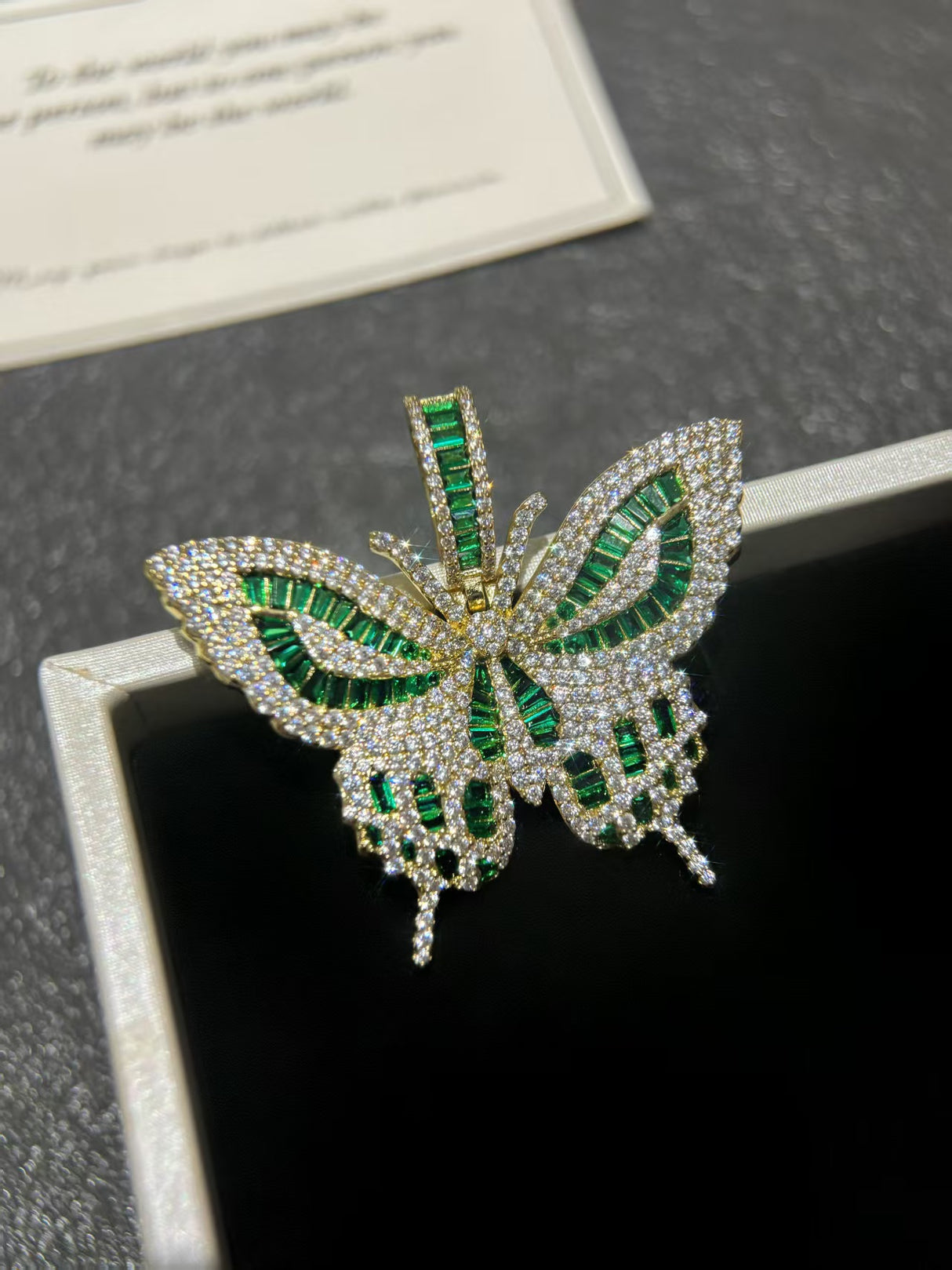 Green Lab-Grown Diamond Butterfly Pendant