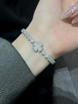 Silver - Toned Lab-Grown Diamond Four - Leaf Bracelet