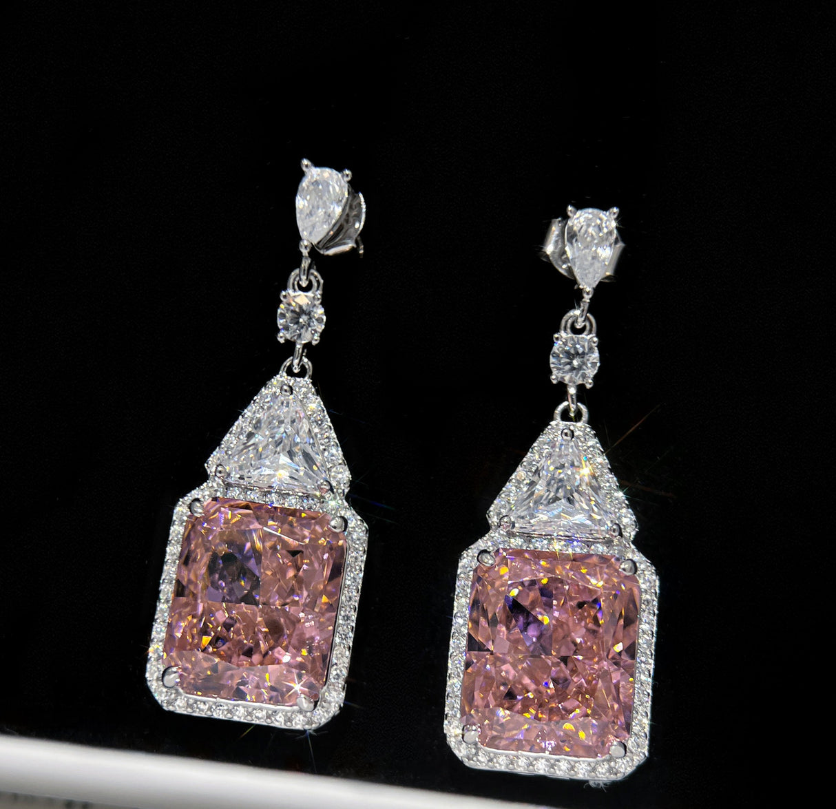 Pink Lab-Grown Diamond Sweetheart Earrings