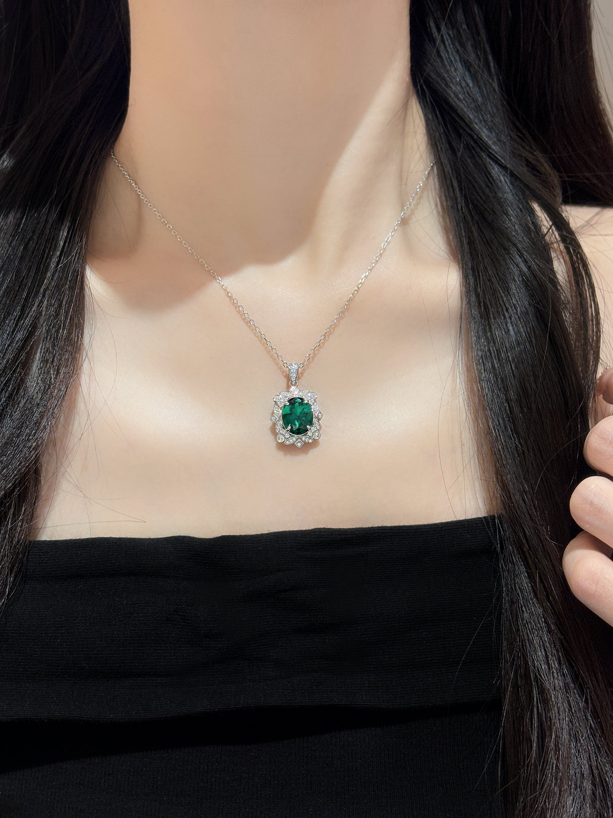 Jade Square Necklace