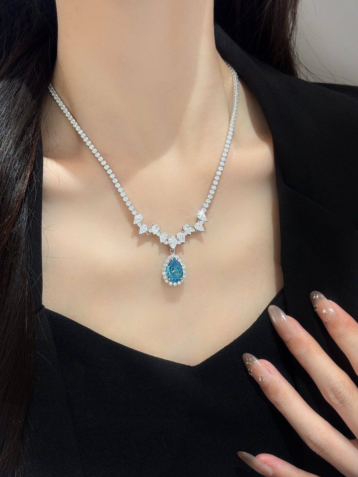 Blue - Lab-Grown Diamond  Necklace